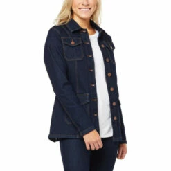 Best Pirce 😉 DG2 By Diane Gilman Infinity Stretch Denim Utility Jacket Indigo 👍