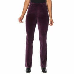 Top 10 😍 DG2 By Diane Gilman Stretch Velvet Pull-On Boot-Cut Jean Navy 🥰