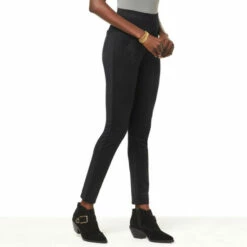 Outlet 🔔 DG2 By Diane Gilman Faux Suede & Ponte Knit Slim Pull-On Pant Eggplant ❤️