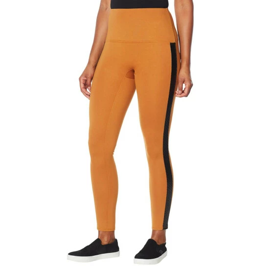 Cheap 🌟 DG2 By Diane Gilman Slim And Sleek Ponte Side Stripe Legging Camel ⭐