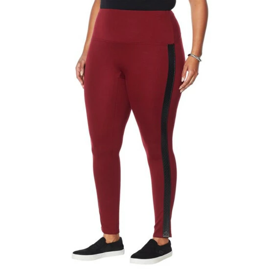 Cheap 🌟 DG2 By Diane Gilman Slim And Sleek Ponte Side Stripe Legging Camel ⭐ - Image 5