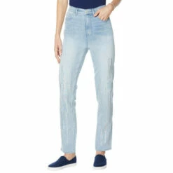 Discount 🌟 DG2 By Diane Gilman Classic Stretch Sequin Skinny Jean - Basic Indigo 👍