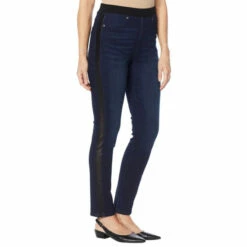 Discount 🔔 DG2 By Diane Gilman Faux Leather Side Stripe Skinny Jean Black 🤩