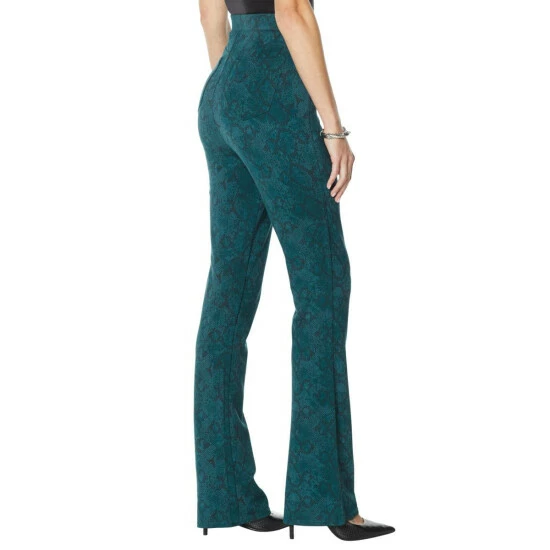 Top 10 ๐ฏ DG2 By Diane Gilman Pull-On Stretch Ponte Boot-Cut Pant - Print Green Snake ๐งจ - Image 4
