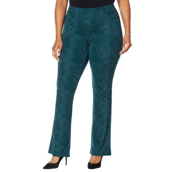 Top 10 ๐ฏ DG2 By Diane Gilman Pull-On Stretch Ponte Boot-Cut Pant - Print Green Snake ๐งจ - Image 7