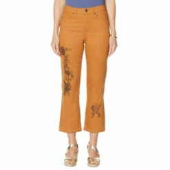 Flash Sale 😍 DG2 By Diane Gilman Floral Sequin Cropped Boot-Cut Jean Purple 🎉