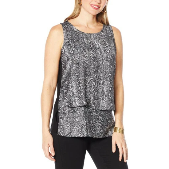 Best Pirce ๐ DG2 By Diane Gilman Printed Charmeuse Layered Easy Tank Multi Floral ๐งจ - Image 7