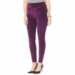 Promo 😉 DG2 By Diane Gilman Stretch Velvet Comfort Waist Ultra Skinny Jean Purple 🛒