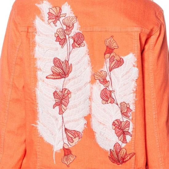 Cheap ๐งจ DG2 By Diane Gilman Leaf Embroidered Trucker Jacket Black ๐