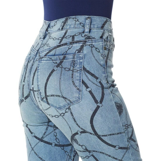 New ๐ฏ DG2 By Diane Gilman Classic Stretch Chain-Print Skinny Jean Chambray ๐งจ - Image 3