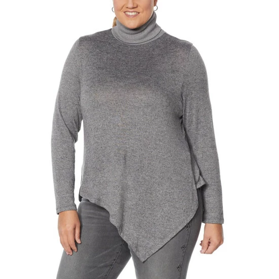 Wholesale 🤩 DG2 By Diane Gilman Asymmetric Hem Turtleneck Sweater Sage 🤩 - Image 2