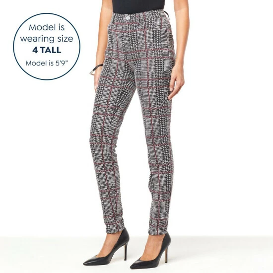 Best reviews of ๐ DG2 By Diane Gilman Plaid Jacquard Knit Lean Jean Black/ivory/grape โค๏ธ - Image 3