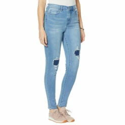 Best Sale 🎉 DG2 By Diane Gilman Virtual Stretch Crosshatch Ultra Skinny Jean White 🛒
