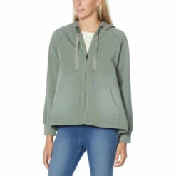 Top 10 🎁 DG2 By Diane Gilman "DG Downtime" Flutter Back Knit Flex Hoodie Sage 😍