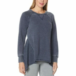 Discount ✨ DG2 By Diane Gilman DG2 Downtime Burnout French Terry Sharkbite Hem Sweatshirt Black 🤩