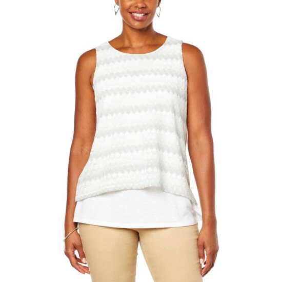 Brand new 😉 DG2 By Diane Gilman Raschel Lace Easy Tank White 🔔 - Image 6