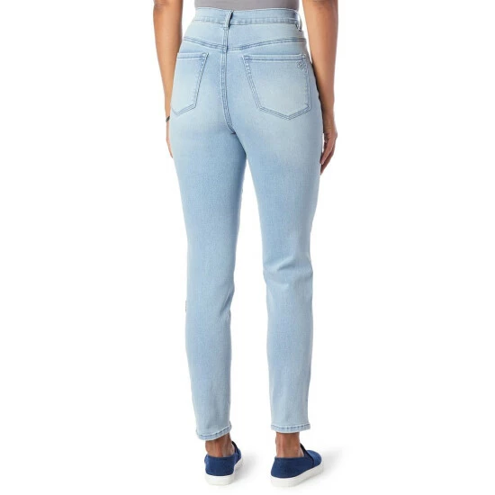 Best Pirce ✔️ DG2 By Diane Gilman Virtual Stretch Embroidered Skinny Jean Taupe Peony ⭐ - Image 4