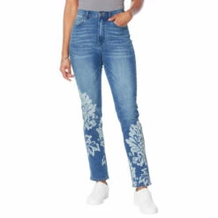 Best Sale ⌛ DG2 By Diane Gilman Classic Stretch Embellished Skinny Jean Midtone ✔️