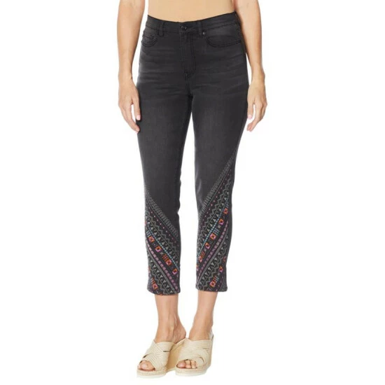 Promo 😍 DG2 By Diane Gilman Classic Stretch Aztec Embroidered Skinny Crop Jean White 😍 - Image 5