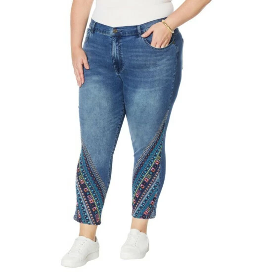 Promo 😍 DG2 By Diane Gilman Classic Stretch Aztec Embroidered Skinny Crop Jean White 😍 - Image 6