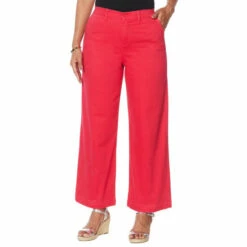 Discount 🎁 DG2 By Diane Gilman Stretch Twill Wide-Leg Chino Pant Chambray 🥰