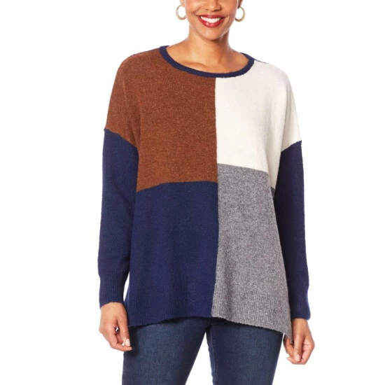 Deals ๐งจ DG2 By Diane Gilman Colorblocked Boxy Sweater Navy ๐ฅ - Image 5