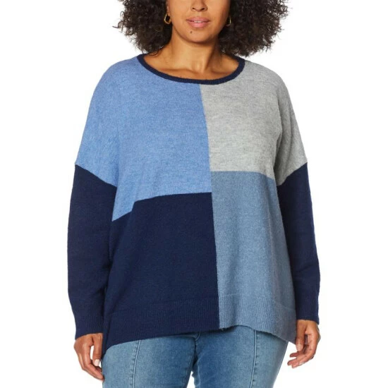 Deals ๐งจ DG2 By Diane Gilman Colorblocked Boxy Sweater Navy ๐ฅ - Image 6