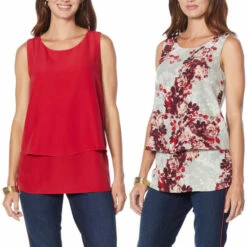 Budget 🔔 DG2 By Diane Gilman Set Of 2 Print/Solid Easy Tanks Navy Abstract Floral/navy 🧨
