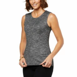 Brand new 🔥 DG2 By Diane Gilman Marled Ribbed Knit Sweater Tank Ruby 🧨