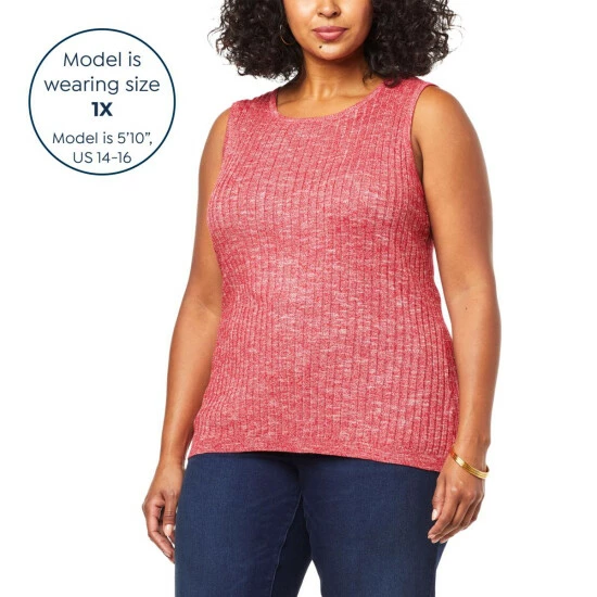 Brand new ๐ฅ DG2 By Diane Gilman Marled Ribbed Knit Sweater Tank Ruby ๐งจ - Image 4