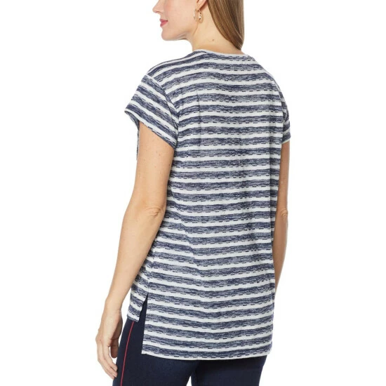 Discount 🔥 DG2 By Diane Gilman Sequin Pocket Striped Tee Pink ⌛ - Image 3