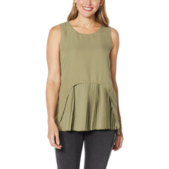 Brand new 🔔 DG2 By Diane Gilman Accordion Pleated Layered Drama Tank 👍