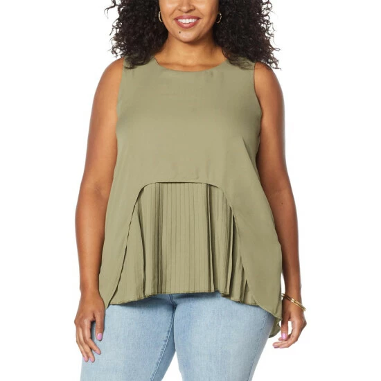 Brand new 🔔 DG2 By Diane Gilman Accordion Pleated Layered Drama Tank 👍 - Image 2