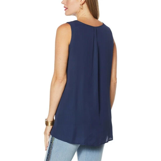 Brand new 🔔 DG2 By Diane Gilman Accordion Pleated Layered Drama Tank 👍 - Image 3