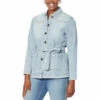 Best Sale 👍 DG2 By Diane Gilman Herringbone Denim Belted Utility Jacket Midtone ❤️
