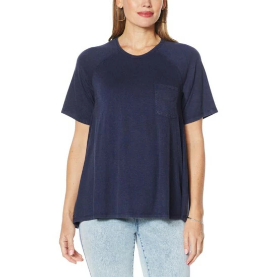 Buy 🥰 DG2 By Diane Gilman "DG Downtime" Jersey Knit Swing Hem Tee Navy 🎁 - Image 5
