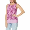 Outlet 🎁 DG2 By Diane Gilman Printed Pleat Easy Tank Light Purple 😀