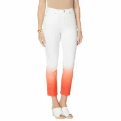 Best deal 🎁 DG2 By Diane Gilman Classic Stretch Dip Dye Crop Jean Gray/black 🌟