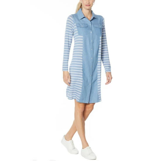 Brand new ๐ DG2 By Diane Gilman Striped Knit And SoftCell Combo Tunic ๐ Dress Coral ๐งจ - Image 3