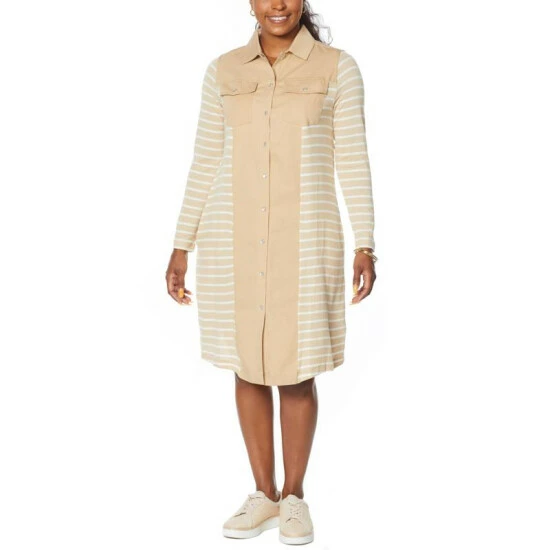 Brand new ๐ DG2 By Diane Gilman Striped Knit And SoftCell Combo Tunic ๐ Dress Coral ๐งจ - Image 5