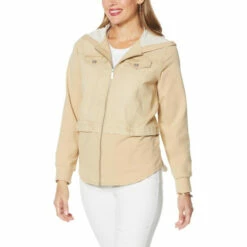 Brand new ๐ DG2 By Diane Gilman "DG Downtime" Knit Flex Combo Denim Jacket Chambray ๐