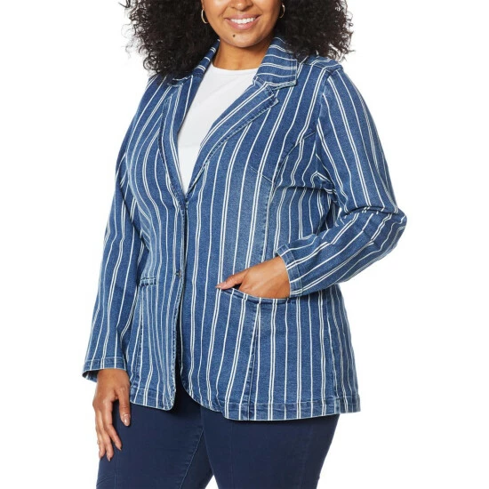 Brand new ๐ DG2 By Diane Gilman Classic Stretch Denim Blazer Raspberry ๐ฅ - Image 3