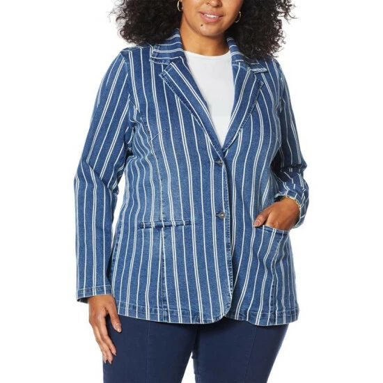 Brand new ๐ DG2 By Diane Gilman Classic Stretch Denim Blazer Raspberry ๐ฅ - Image 7