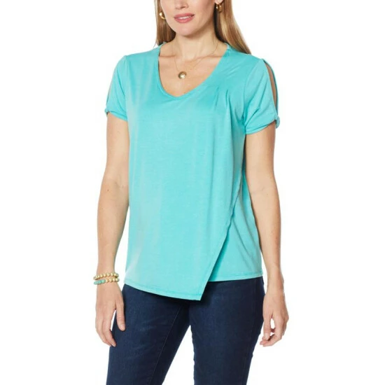 Best Pirce ๐ DG2 By Diane Gilman "DG Downtime" Cold-Shoulder Asymmetric Tee Coral ๐ - Image 4