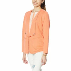 Best deal ๐ DG2 By Diane Gilman Cable Knit French Terry Knit Easy Jacket Navy ๐