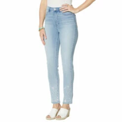 Buy 🎉 DG2 By Diane Gilman Classic Stretch Eyelet Embroidered Skinny Jean Chambray 🎉