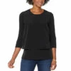Outlet 😀 DG2 By Diane Gilman 3/4-Sleeve Easy Top Black ⭐
