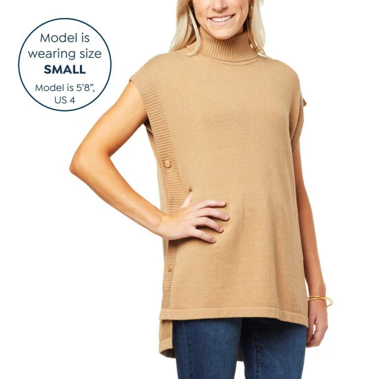 Best Sale ⭐ DG2 By Diane Gilman SoftEase Knit Turtleneck Sweater Poncho Grape ⌛ - Image 5