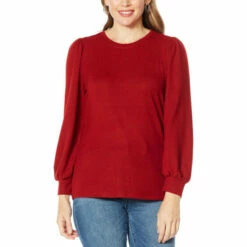 Cheapest 🧨 DG2 By Diane Gilman Brushed Jersey Knit Puff-Sleeve Top Ivory 🛒