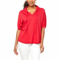 Best Pirce 🌟 DG2 By Diane Gilman French Terry Dolman-Sleeve Hoodie Black 😉